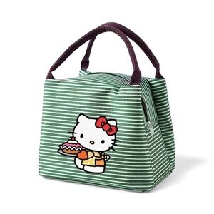 NEW Hello Kitty Green Striped Lunch Bag